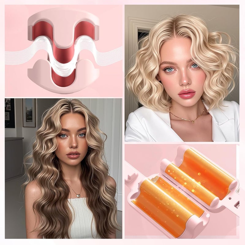 Chikyo Curling Iron Hair Crimper Waver - 3 Barrel Rovy Wave Curling Iron, 1.25 Inch Ionic Beach Waves Curling Wand, Deep Waver Hair Curler Hot Tool with Ceramic for Women, Dual Voltage, Easy to Use - Image 3